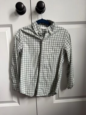 Janie and Jack boys Button-Down Plaid Shirt - Light Green/White